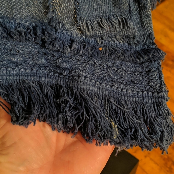 NWT, 100%  Cotton tie front jacket, blue, knubby - Picture 6 of 6